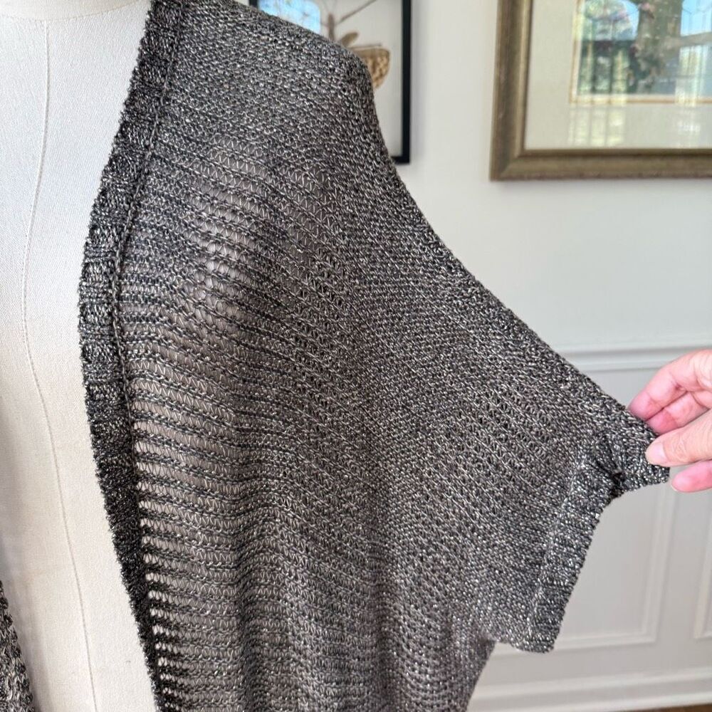 Eileen Fisher Bronze Variegated Links Sparkle Shimmer Knit Oval Cardigan $278 XL - Picture 3 of 8